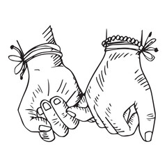Pinky Promise Hands Drawing – Romantic Couple Hand Gesture Line Art Illustration for Love, Friendship, Trust, Tattoo Design, and Relationship Concepts