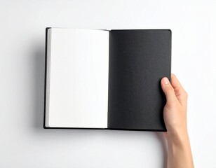 Blank Spiral Notebook in Hand – Top View on White Background

