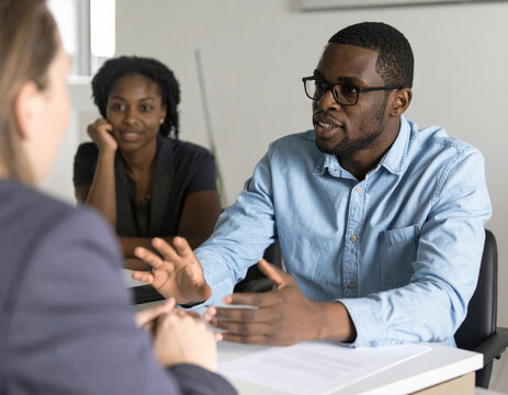 High-quality workplace photography showing supportive conversation about mental health accommodation between manager and employee, soft private office lighting, authentic supportive discussion, confid