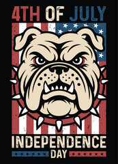 Fierce Bulldog 4th of July Independence Day T-Shirt Design © Graphic Touch