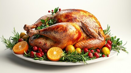 3D render of Thanksgiving turkey with garnish
