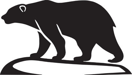 Strong bear silhouette walking forward on a slope, ideal for wilderness branding, scouting logos, or animal wall art.