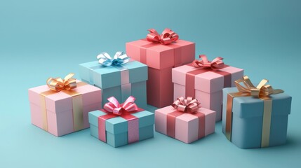 Obraz premium 3D render of universal gift boxes