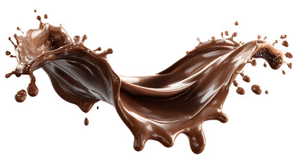 realistic high detailed 3d chocolate splash chocolate wave chocolate drip isolated on a white background