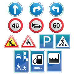 Traffic road signs collection vector set for kids education and transport design
