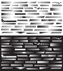 Set checkered flag designs, racing stripe speed, finish line motorsport