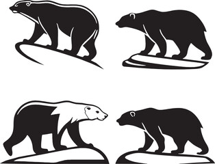 A bundle of five bear silhouettes in varied walking poses and terrains—great for designers needing a versatile wildlife set.