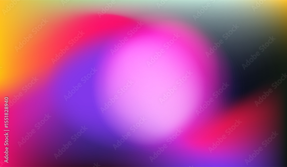 Poster abstract vector illustration in trendy “blurry gradients” style, featuring soft, rounded shapes in v