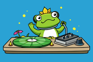 DJ Frog spinning water lily