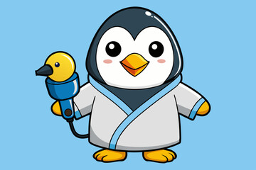 Cute penguin in bath robe