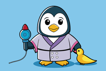 Cute penguin in bath robe