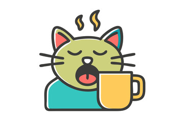 cat with a cup of coffee