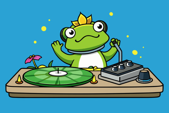DJ Frog spinning water lily