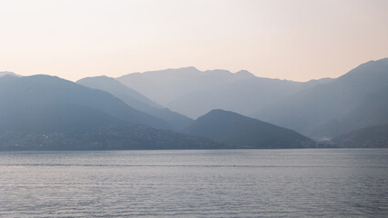 Silhouettes of Corsican mountains above the sea Italy, Bastia, 10.6.2025