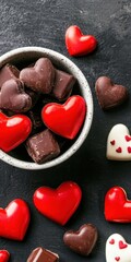 Fototapeta premium Assorted Heart-Shaped Chocolates Perfect for Celebrations and Gifts