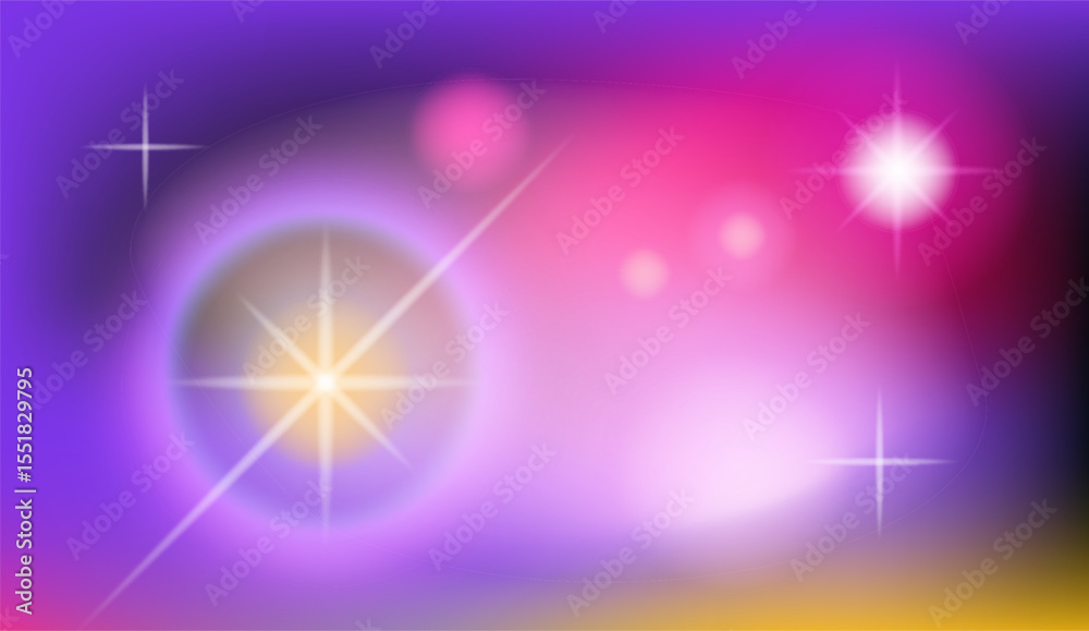 Poster abstract vector illustration in vibrant style, featuring gradients of pink, blue, yellow, and white,