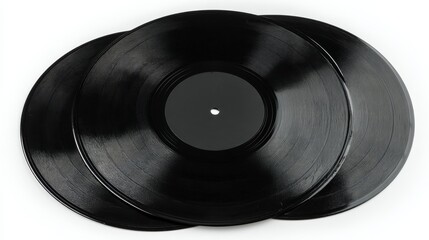 Obraz premium A nostalgic journey through vintage sounds and grooves is embodied in a colorful trio of vinyl records
