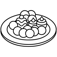Minimal Dessert Plate Line Art
