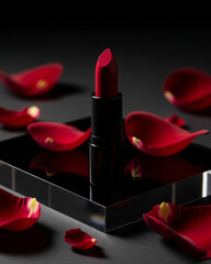 Red nail polish and matching lipstick for a glamorous beauty look