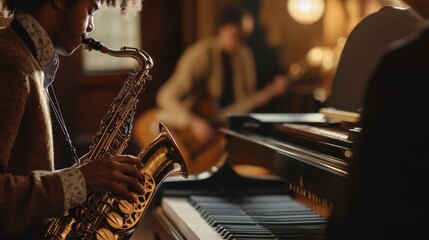 Student's sax, teacher's piano.