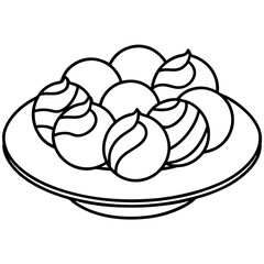 Minimal Dessert Plate Line Art