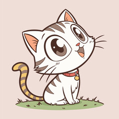 Set of cute cat with different emotions. illustration vector