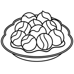 Minimal Dessert Plate Line Art