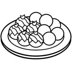 Minimal Dessert Plate Line Art