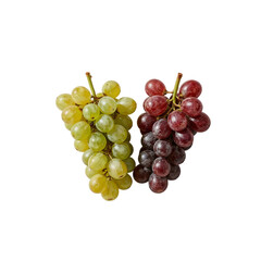 Fototapeta premium Fresh Green and Red Grapes Clusters Isolated on transparent background