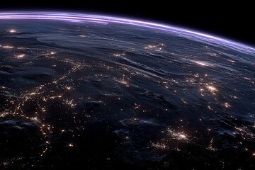 Obraz premium Climate change's effects on Earth are simulated from space, making environmental transformations clearly visible