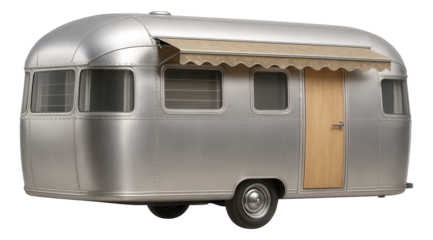 A vintage-inspired mobile home with retro decor, perfect for nostalgic trips to the countryside.