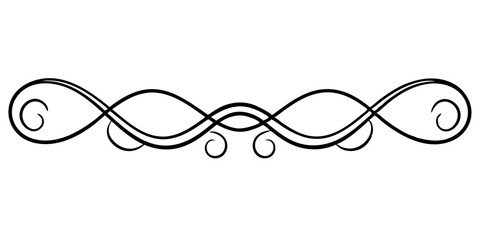 Decorative divider with swirls and loops for text, cards and typography, isolated vector image on a transparent background  