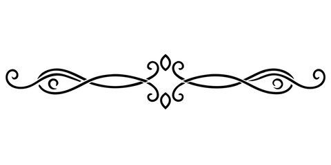 Decorative arabesque line divider for text, cards and typography, isolated vector image on transparent background  