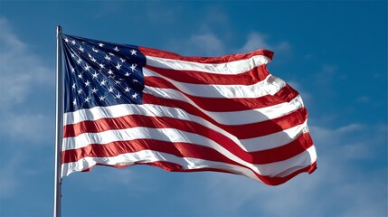 Obraz premium American Flag Waving in the Wind on Independence Day