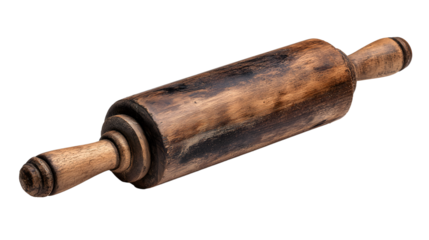 Wooden rolling pin isolated on a white background