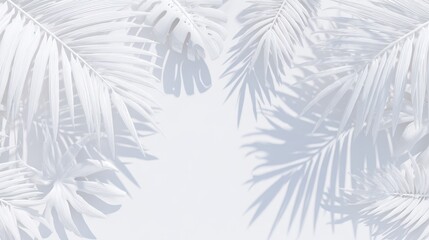 Eco-friendly branding and interior innovation embracing an organic aesthetic with smooth textures and palm leaves casting shadows in a tropical minimalist design