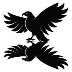 Obraz premium Two eagles depicted in black silhouette with spread wings design