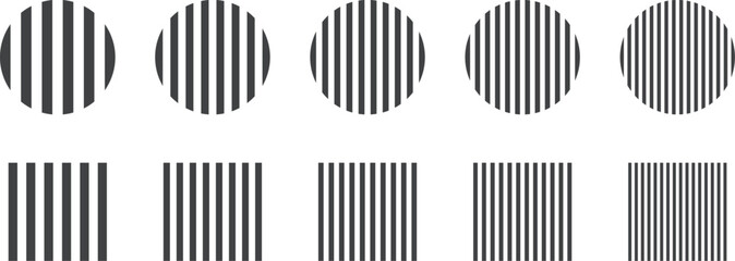 イラスト素材：ストライプ・ボーダーの幾何学模様　ベクター　Striped and border pattern isolated illustration set.