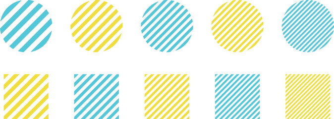 イラスト素材：ストライプ・ボーダーの幾何学模様　ベクター　Striped and border pattern isolated illustration set.