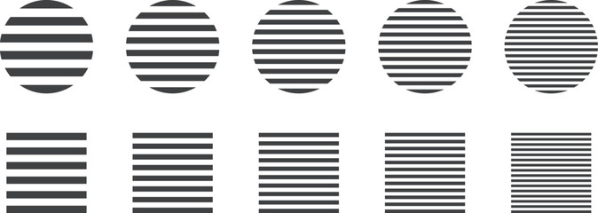 イラスト素材：ストライプ・ボーダーの幾何学模様　ベクター　Striped and border pattern isolated illustration set.