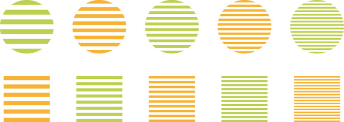 イラスト素材：ストライプ・ボーダーの幾何学模様　ベクター　Striped and border pattern isolated illustration set.