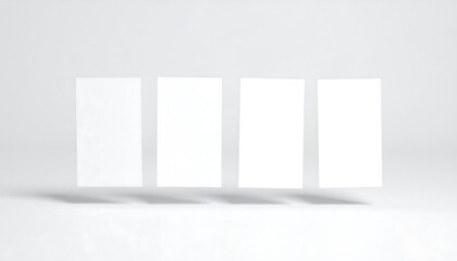 Blank cards floating with white background.