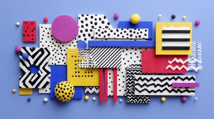 Fototapeta premium Inspiration for modern design can be found in a vibrant abstract paper arts collage characterized by geometric shapes and bold colors