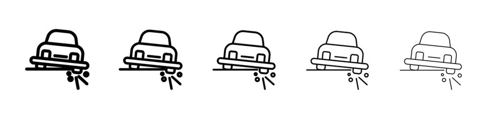 Loose chippings roadworks sign icon simple illustration logo art