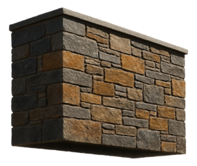 Facade with reclaimed stone cladding, adding an eco-friendly aspect to an eco-conscious dwelling.