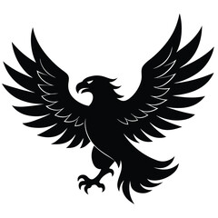 A black silhouette of an eagle with its wings spread wide open