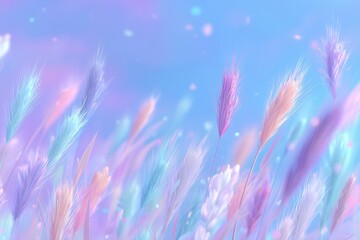 Obraz premium An otherworldly backdrop features plants with vibrant abstract hues