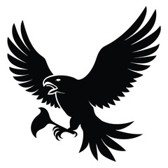 Obraz premium A silhouette of an eagle with its wings spread wide open down