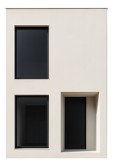 Fototapeta premium White plastered facade for a minimalist townhouse, offering a clean and bright exterior look.