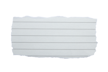 notebook paper with torn edges stuck on transparent background.